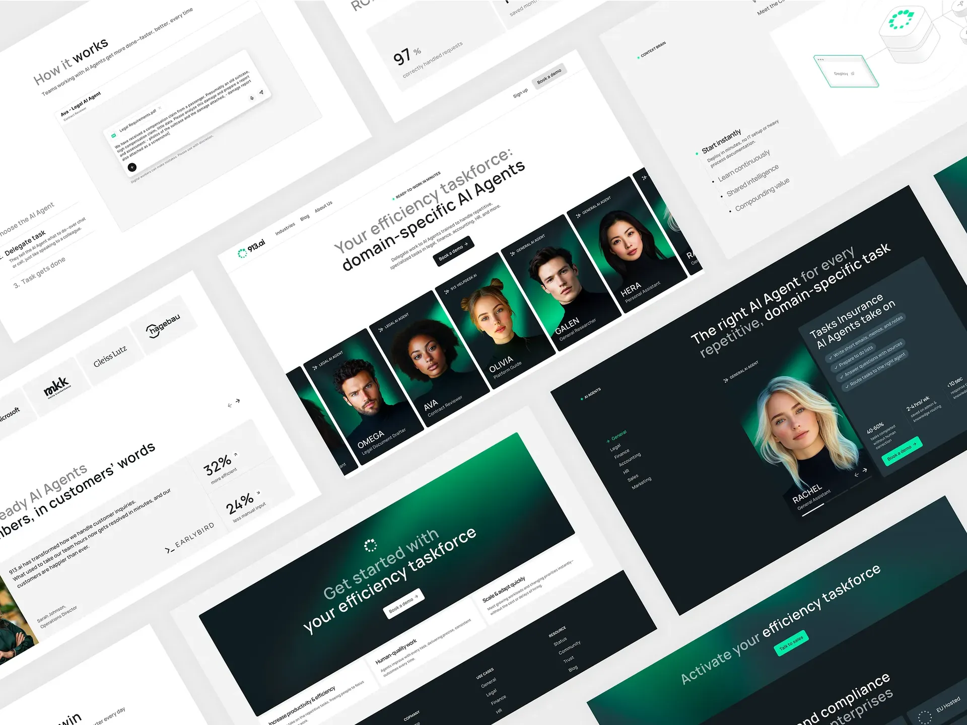 913.ai website design showcasing domain-specific AI agents platform. Brand identity and web design by WeGrow.