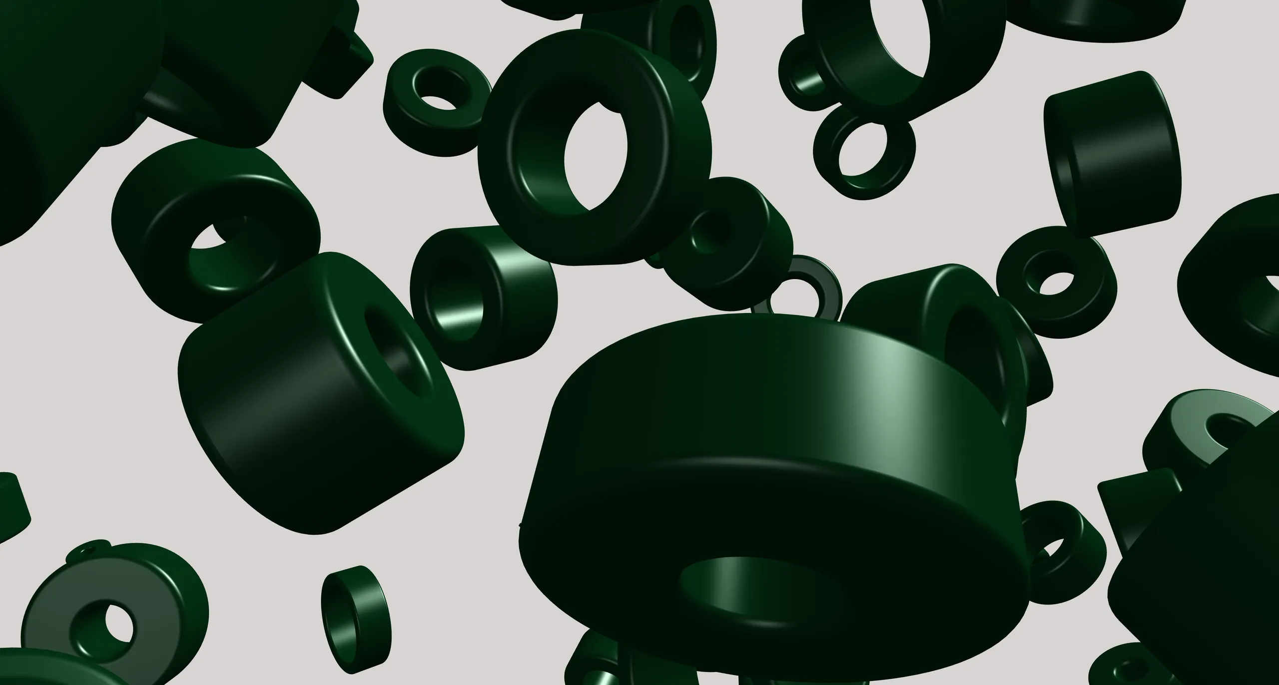 Abstract dark green 3D shapes generated from WeGrow brand elements